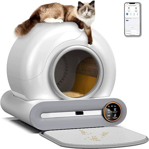 ZIXIAOS Smart Litter Box/65l+9l Extra Large Automatic Cat Toilet, App Control, Self-Cleaning Litter Tray with Deodorizer and Litter Mat