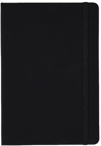 Notizbuch A5 Liniert Notizblock Kunstleder Hardcover Schrebblöcke 160 Seite Journal Buch Notizen Tagebuch mit Lesezeichen Klassisch Schreibbuch mit Gummiband Notizblock für Büro Schule Schwarz