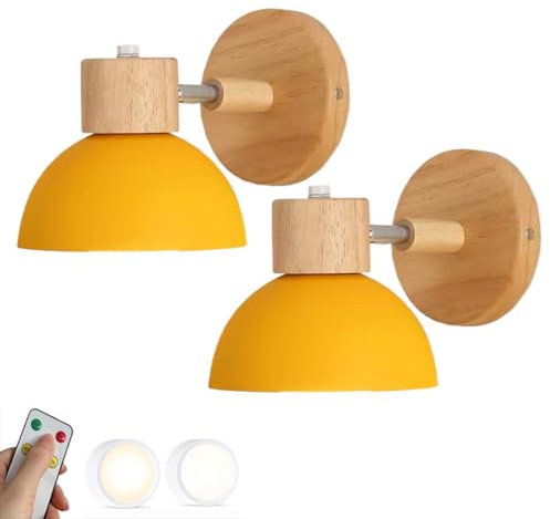 Aplique de Pared LED, Aplique de Pared LED a batería con Bombilla LED remota, decoración inalámbrica, Juego de 2, lámpara de Pared Recargable por USB sin Cable para Dormitorio, Mes