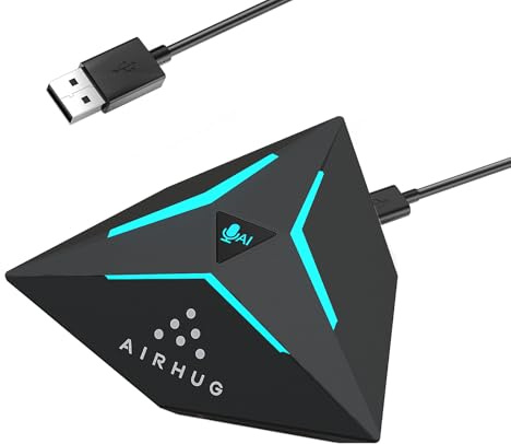 AIRHUG USB Gaming Microphone, One-Touch Mute Button with LED Indicator, AI Noise Reduction, Condenser Microphone for PC, Plug & Play Omnidirectional for Streaming, Twitch, Discord, Mac, Laptop