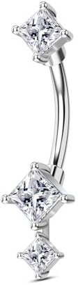 Agrewd Piercing Rook Sourcil Minimaliste Argent 16G Piercing Helix Tragus Acier Chirurgical Barbell Percing Nombril Courbé pour Femmes 8mm