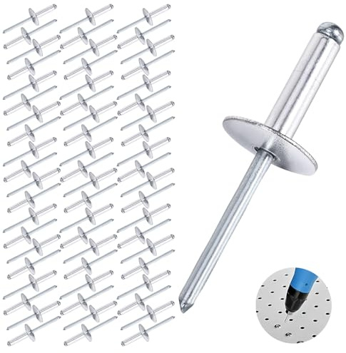 ​​60 Stück ​​Blindnieten Set​​ Aluminium ​​Popnieten​​ 4,8x18x16mm (0.19x0.71x0.63 Inch) Blindnieten mit Stahlkern, ​​Alu Nieten​​ Für Metallarbeiten und Handwerk​​ Industrie Möbel (Silber)
