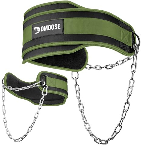 DMoose Fitness Dip Belt for Pullup, Squats, Powerlifting & Dips - 36 Robust Steel Chain, Comfortable Neoprene Padding Supports 350lbs -Weight Lifting Belt - Weightlifting Support for Men & Women