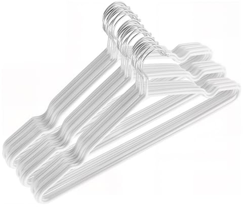 CHUIFAI 60 Perchas de Metal Blancas 40 cm, Antideslizantes con Revestimiento de Plástico, Ahorran Espacio para Abrigos, Camisas, Pantalones, Vestidos, Suéteres