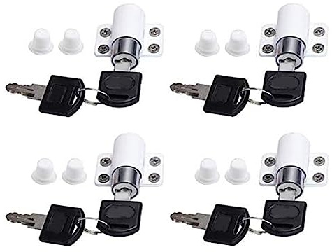 Eieenotee 4PCS Seguridad de Cerradura de Ventana Corrediza con Llave para Puerta Corrediza, Cerraduras de Seguridad para NiñOs Seguridad para el Hogar Cerradura de Puerta una Prueba de NiñOs