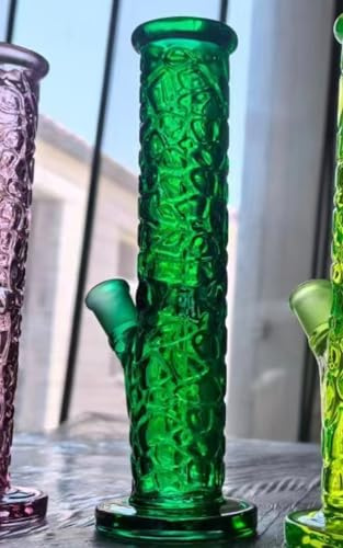 Glass Bong with Spiral Bong Filter, 14.5mm Bowl 19.3oz Water Bong with Smoking Accessories Buckle Hookahs Glass Bongs Cheap pipe (Green bongs)