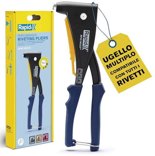 Riveteuse manuelle Rapid RP40 multi-buses | Pince à riveter pour rivets aluminium et acier inoxydable de Ø3,2; Ø4,0; Ø4,8mm | Outil de rivetage robuste, automobile et travail du métal - (5001719)
