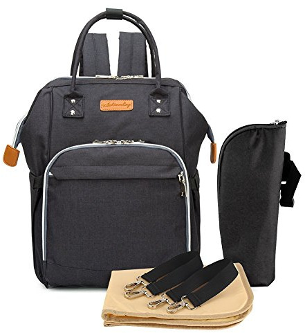 Jian ya na bolsa de pañales bolsa de cambiar pañales impermeable mochila multifuncional gran capacidad mochila de viaje organizador,negro