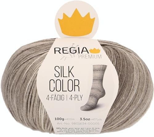 REGIA Premium Silk Color 9801634-00021 taupe color Handstrickgarn, Sockengarn, 100g Knäuel