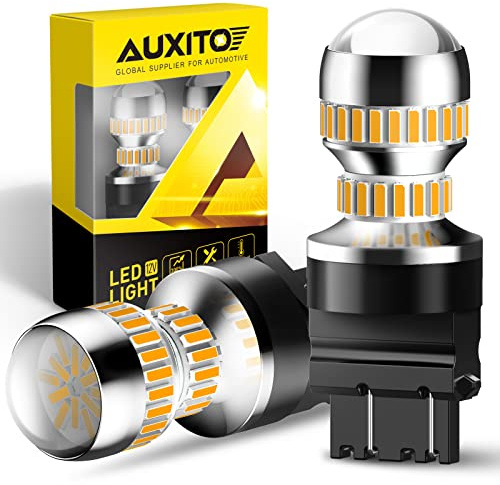 AUXITO LED Turn Signal Bulb 3157 LED Bulbs Amber Yellow Brighter 3156 3457A 4057 4157 LED Bulb for Front Rear Turn Signal Light Blinker DRL Marker Parking Lights, Pack of 2