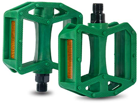 Pédales de VTT - En plastique respectueux de l'environnement - Roulement à billes et sans substances nocives - Antidérapantes et durables - Pour VTT/trekking (vert, 1/2)