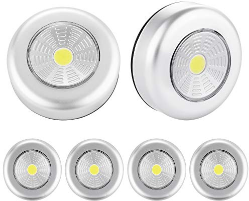 SOAIY [6 PCS Luces para armarios interiores con pilas, luces led pilas adhesivas para pegar sin cable en el interior del armario, cocina, vitrinas de cristal, habitaciones infantiles, garajes, etc.