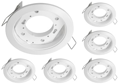 ledscom.de 6x plafón empotrable ZOBE, blanco semibrillante, redondo, 107mm Ø, 1x GX53 máx. 25W