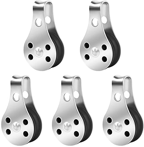 5 PCS Sailing Pulley Block Heavy Duty Stainless Steel Single Pulley Block Removable Pin Pulley Block Sailing Pulley Systems Wire Rope Pulley Nylon Roller Pulley Block For Sailboat Gym