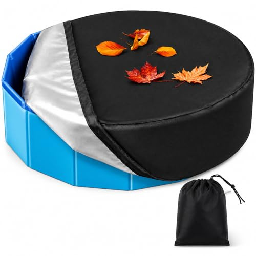Rypet 100,3 cm große Hunde-Pool-Abdeckung, faltbar, rund, für Haustiere, Faltbare Schwimmbadabdeckungen, tragbare Pool-Zubehör für Hunde-, Kiddie-Pools, Badewanne