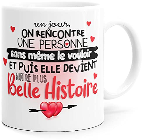 Luigi Collection Mug Amour Belle Histoire Tasse Message Humour drôle Idée Cadeau Original pour Ami Couple Amoureux Collègue Mari Femme Homme Copain Copine Anniversaire St Valentin Noël.
