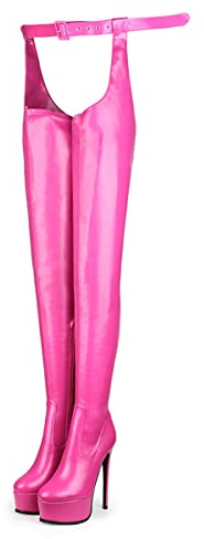 Only maker Overknees Chap Boots Plateau Stiletto Stiefel mit Gürtel Reißverschluss