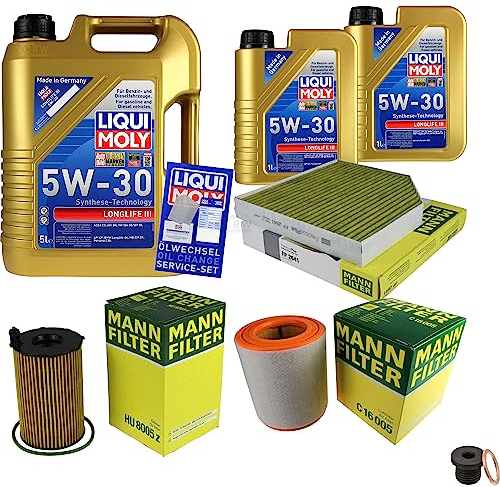 EISENFELS Inspektionspaket Wartungspaket Filterset mit 7 L Motoröl 5W-30, Ölfilter, Luftfilter, Innenraumfilter, Verschlussschraube