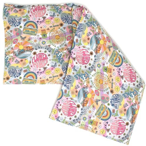 Coussin aux grains d´épeautre biologique 20x50cm compartimenté en trois - Tissu biologique - Flower Power - Coussin bouillotte aux graines - Compresse froide -
