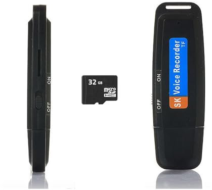Registratore vocale spia USB con scheda Micro SD da 32 GB | Mini registratore vocale ideale per le tue lezioni, riunioni, interviste | Registratore vocale USB spia con fino a 500 ore di registrazione.