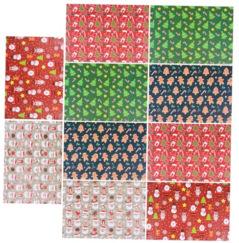 Healeved 10stücke Teiliges Geschenkpapier Weihnachten Kreative Verpackungsfolie Für Bunte -papierverpackungen Mit Weihnachtsmotiven Für Partys Und Feiertage