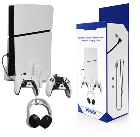 JDXFENG Wandhalterung for Gamepad-Headset-Halterung, platzsparendes Halter-Rack aus stabilem Metall for PS5 Slim-Spielekonsole/Headset/Controller