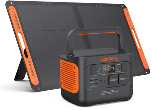 Jackery Solargenerator 1000 Pro mit 100W Solarpanel, 1002 Wh Powerstation mit Solarmodulen, AC-Schnellladung in 1,8 Std., Dual PD 100W Ports, für Camping und Stromausfälle