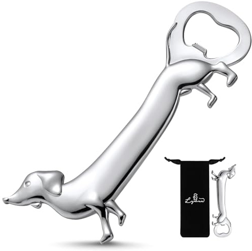 Dackel-Flaschenöffner, Bieröffner, Dackel-Geschenke, Würstchen-Geschenk, lustig, niedlich, Wiener-Hund, Doxie-Geschenke, Silber
