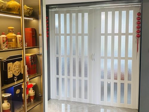 Schiebetür Falttür falttüren innentüren Einzel/ Doppel Akkordeon Schiebetür, Weiße Durchsichtige Faltbare Innentür Für Schrank, Tür, Schlafzimmer, Badezimmer Und Wohnzimmer. Ersatz-Scheunentor ( Color