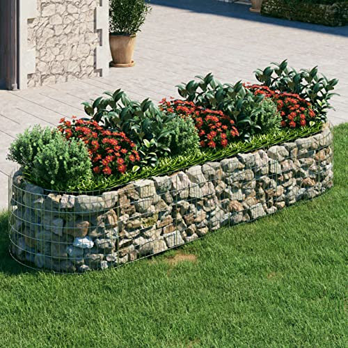 Gecheer Fioriera in Ferro Zincato con Letto Rialzato, Gabbione in Rete Metallo per Giardino 300x100x50 cm