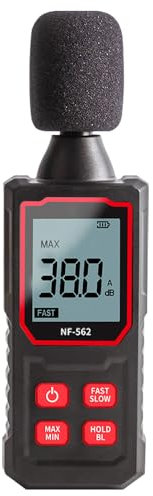 Decibel Meter, 30-130dB Digital Sound Level Meter with A/C Weighting/MAX/MIN/Data Hold Function/Fast/Slow Measurement/Backlit LCD Display, Portable Decibel Meter