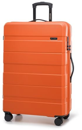 WITTCHEN COMODO Line Großer Koffer Trolley Reisekoffer mit Rollen Groß Hartgepäck aus ABS TSA Schloss Reisekoffer Check-In Gepäck Größe L Orange