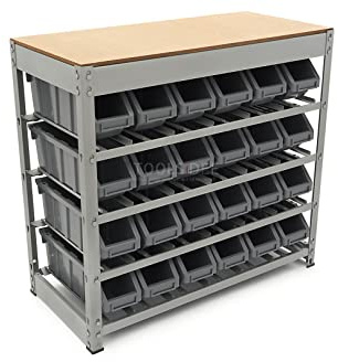 HBM-Schrank, Lager, Regal mit 24 Lagerkästen
