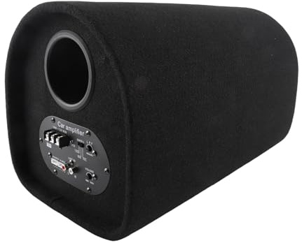 Pongnas Car Bass Subwoofer Amplifier, Bass Design for Shocking Sound Performance, Black Leather ABS, Suitable for Car Audio Lovers