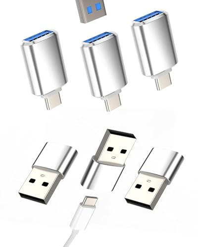 Adaptador USB C OTG Convertidor USB C Hembra a USB A Macho (6 Pack)para iPhone iPad Pro Compatible para Samsung Android MacBook Adapter Cable Type-C Cargador Alimentador Ordenador Conector Coche