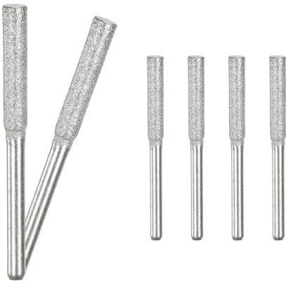 M METERXITY 6-Pack 5/32 Inch Titanium Plated Diamond Chainsaw Sharpener, High Hardness Grinding Stone Chainsaw Sharpening Kit for Electric Chainsaw Sharpener/Stone Carvings [3mm Silver]