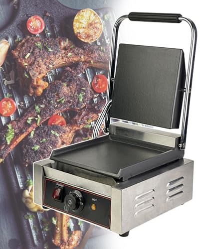 forplubossmmp Prensa para Sándwich De Una Sola Placa/Sandwicheras Eléctricas Y Prensas De Pan para Comercial/Parrilla con Placa De Calentamiento Antiadherente/Temperatura De 50 A 300 ℃,groo/smoo