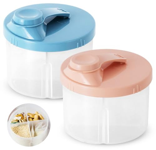 2 PCS Formula Powder Pots, Easy to Clean Portable Formula Dispenser, Rotatable with Cover Baby Milk Powder Dispenser Pots, for Shopping Travel