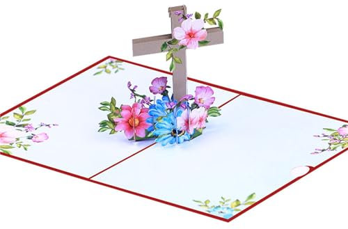 Oster-Popup-Karten 3D-Oster-Grußkarte religiöse Kreuze Osterkarte Popup-Grußkarten mit Umschlag für Damen und Herren