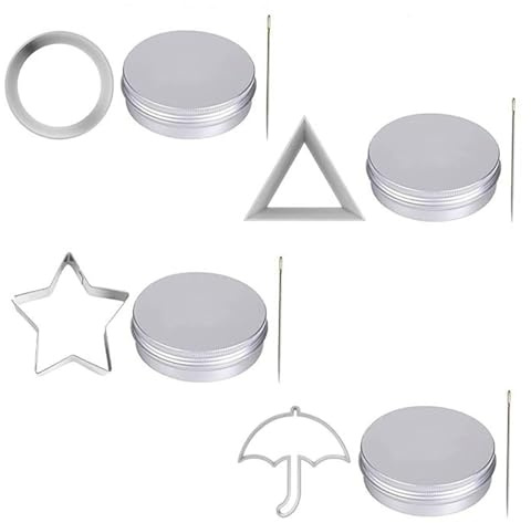 Tideriel Korean Sugar Cookie Making Tools 10pcs Stainless Steel Cookie Cutters Dalgona Kit Sugar Biscuits Molds Umbrella Star Round Triangle for Baking Cake DIY Cooking for Party