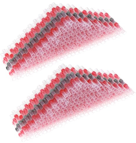 QWORK® 300 Pièces connecteurs fil soudure, connecteur souder etanche rouge 22-18 AWG, cosse thermoretractable, pour moto et voiture