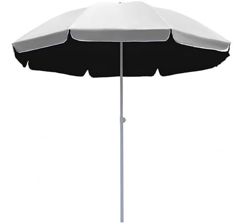 WATAOW Strandschirm/Großer Gartenschirm/Wasserdicht Und Sonnenbeständig/Marktschirm/Geeignet Für Balkonterrasse/Sonnenschirm Aus Stahl / 8 Stabile Streben(White,2.4m/7.8ft)