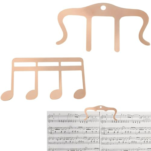 HOMMDECO Notenordner für Klavierbuch, Notenblätter, Metall, M-Form, Buch, Snack-Tasche, Seitenmarkierungshalter für Keyboard, Klavier, Gitarre, Notenzubehör, 2 Stück