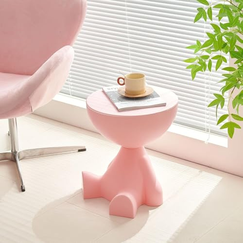 CAMPSOR Circle Beistelltisch, kleiner Couchtisch, wasserdicht und langlebig, runder moderner Endtisch für Wohnzimmer, Schlafzimmer, Nachttisch, vielseitiger Akzenttisch - Rosa (Rosa)