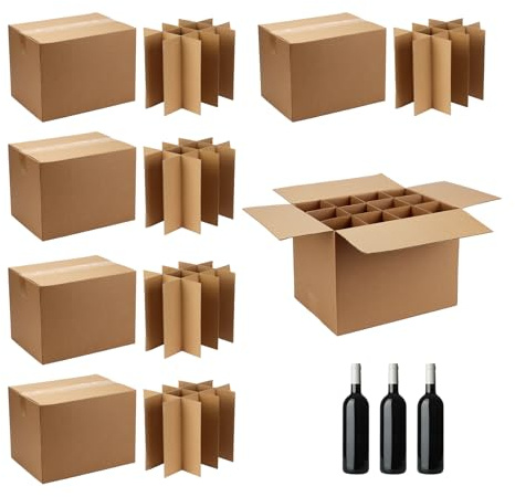 DIICCYO 16 x 12 x 12 Inch Moving Box Packing with Cardboard Divider Kits, 6 Sets Glass Packing Boxes Kits for Shipping Boxes, Moving Supplies for Moving Glassware Dishes Wine