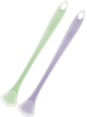 BESTYASH Raschietto per Lingua Rimuove Residui di Cibo 2 Pezzi in Silicone e Nailon e Pulizia Orale per Adulti per Igiene Quotidiana