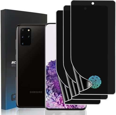 zonyee 3 Stück Anti-Spähen Sichtschutz Schutzfolie für Samsung Galaxy S20 Plus (6,7 Zoll), Privacy TPU Folie Displayschutzfolie für Galaxy S20 Plus [Fingerabdrucksensor Kompatible]