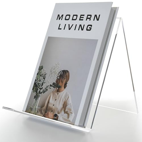 AIMOLLY Acrylic Book Stand, Book Display Holder 8.5 x 11, Clear Acrylic Display Easel Transparent Display Stand Holder Tablet Holder for Album, CD, Magazine, Picture, Plate, Artworks, Phone, Tablet