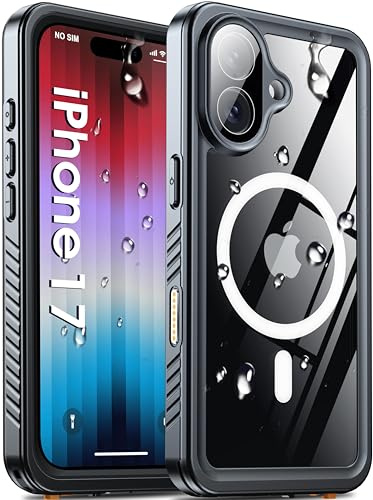 Oterkin for iPhone 17 Case Waterproof, [Compatible with MagSafe] Built-in Screen & Camera Protector [IP68 Underwater], Full Body Sealed Shockproof Protective Phone Cover for iPhone 17 6.3, Black