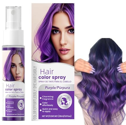 Purple Temporary Hair Spray | Washable Hair Spray | Non-Damaging Hair Chalk Spray | Crazy Purple Instant Color, Festival Party Halloween Makeup | Cruelty-Free Vegan